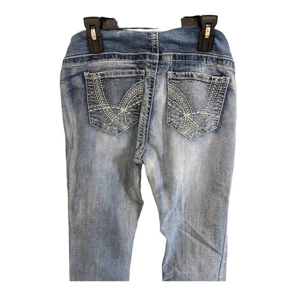 Indigo Blue Womens Maternity Jeans~Sz Small~Blue Distressed Secret Belly L14 38 - Picture 4 of 9